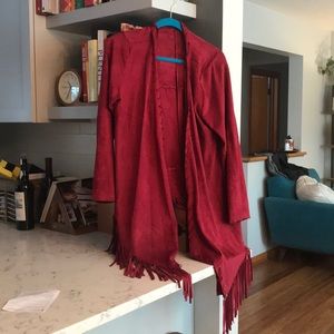 Calessa burnt red suedette fringe jacket. Medium